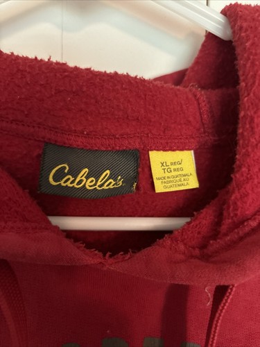 Vintage Cabelas Hoodie Mens Large Red Hunting Fishing Outdoors Sweatshirt - Picture 4 of 5