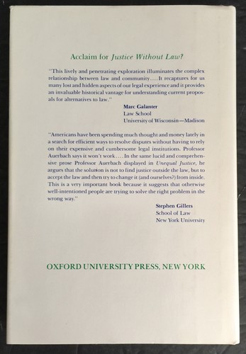Justice Without Law? by Jerold S. Auerbach (1983, Hardcover with Dust Jacket) - Picture 2 of 10