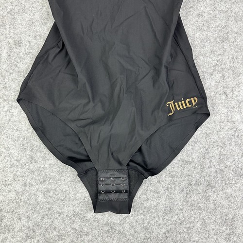 Body Juicy Couture para mujer M negro cuello en V profundo acolchado elástico parte inferior acanalada - Imagen 3 de 10