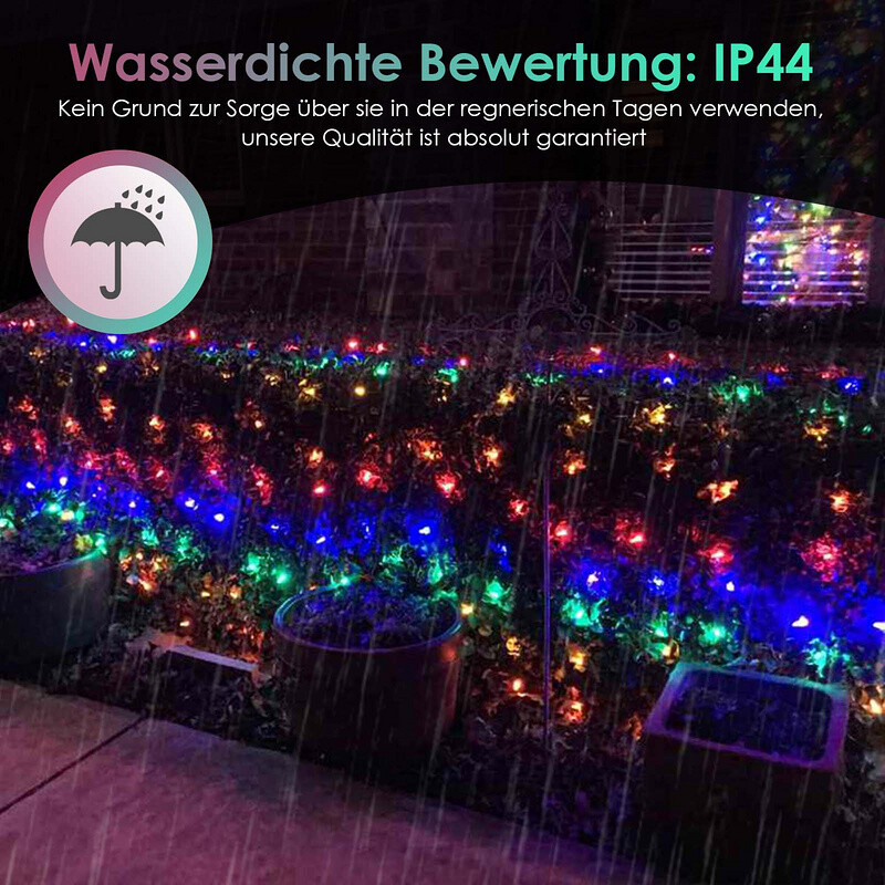 Solar Lichternetz Lichtervorhang Leuchte Fenster LED Lichterkette Licht IP44