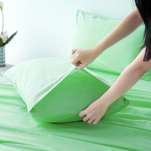 Luxurious Mint 3-Piece Twin Cotton Sheet Set - Deep Pocket & Breathable Comfort - Picture 6 of 8