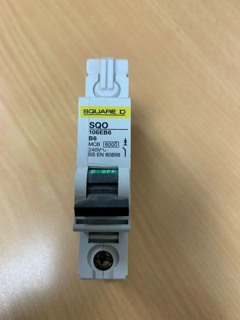 SQUARE D SQO 6 AMP TYPE B 6A SINGLE POLE MCB QWIKLINE II SCHNEIDER LOADCENTRE