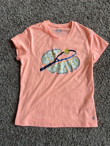 Prince Girl’s Medium (10-12) Neon Orange T-Shirt; Racquet Get Served - Picture 1 of 4