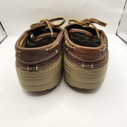 Crocs Islander Pitcrew Sport Boat Shoes Brown Leather Lace up Women's 7 Men's 5 - Picture 5 of 8