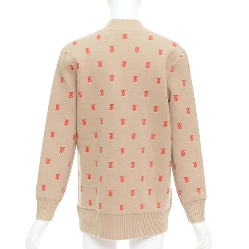 BURBERRY TB monogram camel red cashmere blend oversied cardigan XS - Picture 6 of 10
