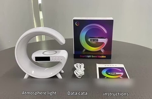Bluetooth Speaker LED Night Light Wireless Phone Charger Alarm Clock Decor Gift - Video 1 of 1
