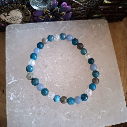 Guardian angel bracelet crystal healing angelite apatite labradorite Gift - Picture 6 of 11