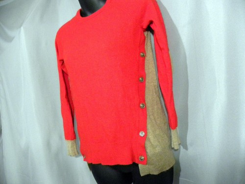 J. Crew Button Side Angora Wool Blend Red Tan Sweater - Women’s XS d - Picture 3 of 6
