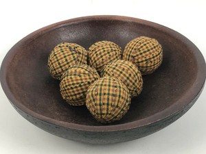 Primitive-Small-Rag-Balls-Fall-Color-Gingham-Homespun-1-5-inch-Bowl-Filler