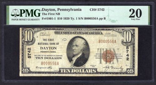 PA 1929 $ 10 ""DAYTON, PENNSYLVANIA"" PMG SEHR GUTER ZU FINDEN 20 - Bild 2 von 3