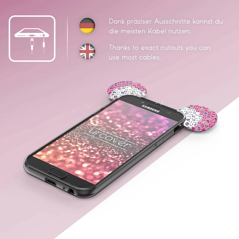 Urcover Samsung Modelli A TPU Orecchie Topo Strass Bling Ear Cover Glitter - Immagine 3 di 4