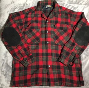 Pendleton-Red-Plaid-Trail-Shirt-100-Virgin-Wool-Flannel-Leather-Elbows-Size-M