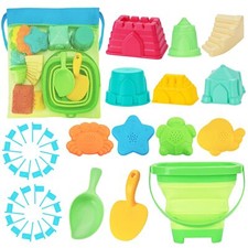 RACPNEL Beach Toys Sand Toys Set for Kids Collapsible Sand Bucket and Shovels...