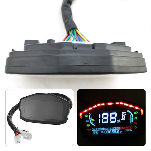 Motorcycle Universal LCD Digital Speedometer Odometer Motorbike Tachometer Gauge - Picture 10 of 12