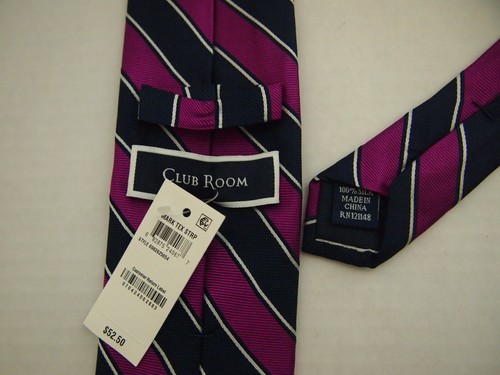NWT Club Room Mens Necktie Tie Purple Navy Blue Mark Tex Striped 58" - Picture 3 of 4