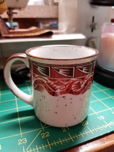 Vtg Teissedre Design Mug Deer Southwest Tribal Speckle Japan - Picture 2 of 4