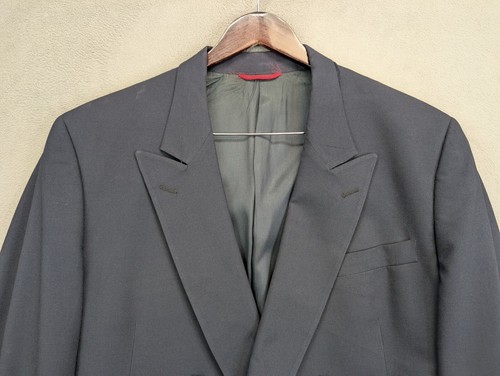 Jos A Bank 46L Navy Blue Gold Button Double Breast Peak Suit Jacket Sport Coat - Picture 3 of 10