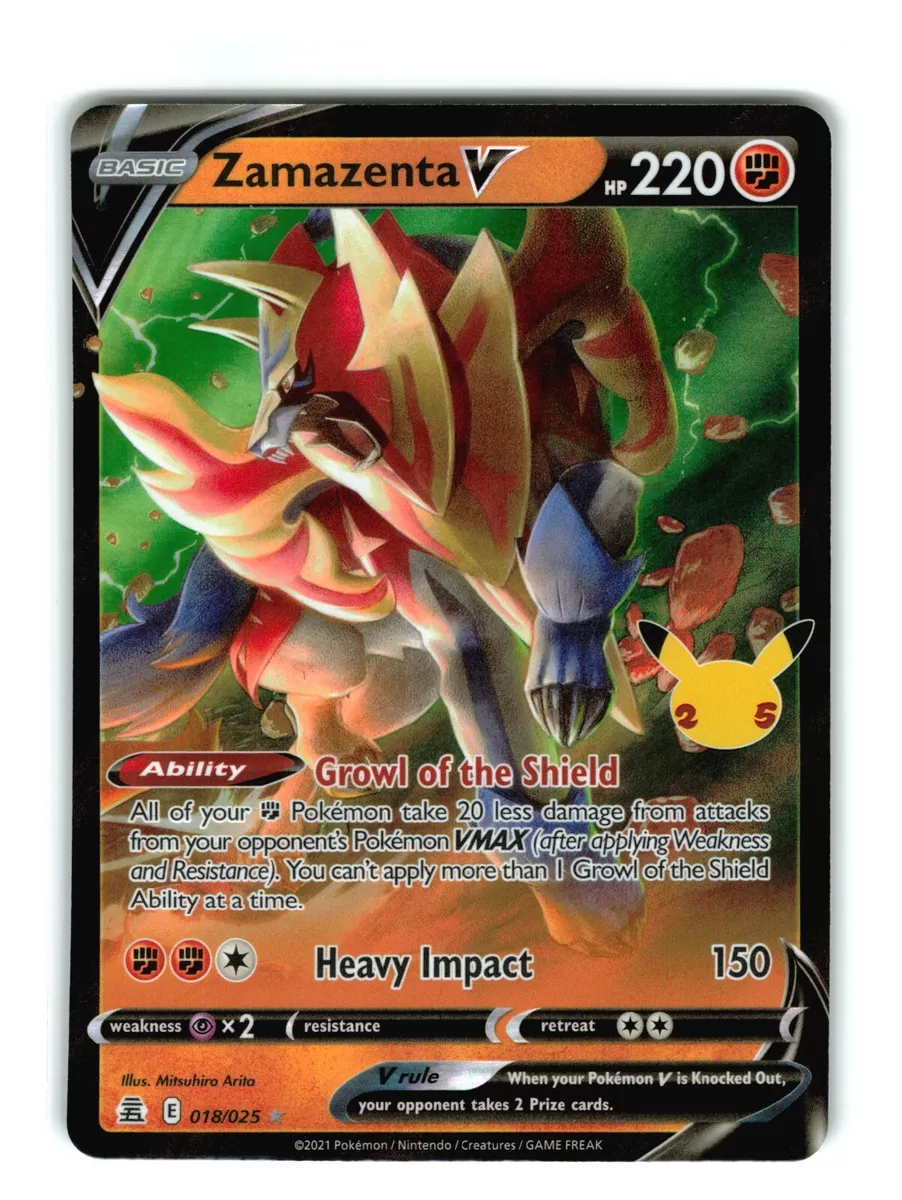 Pokemon ZAMAZENTA V 018/025 - Celebrations - ULTRA RARE HOLO - MINT