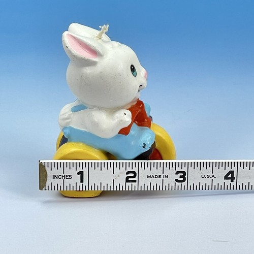 Vintage Easter Candle Bunny Rabbit Riding Bike Anthromorphic White 3.25" - Imagen 5 de 19