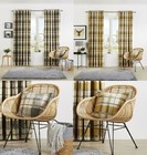 Tartan CHECK Cotton Rich Eyelet Ring Top Lined Pair Curtains or Cushion Cover