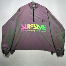 Vtg 90s Surf Style Interplanetary Body Gear Windbreaker Jacket Iridescent