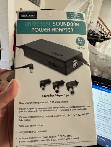 BRAND NEW Universal Soundbar Power Adapter Variable Voltage AC Power Supply 90W - Picture 2 of 2