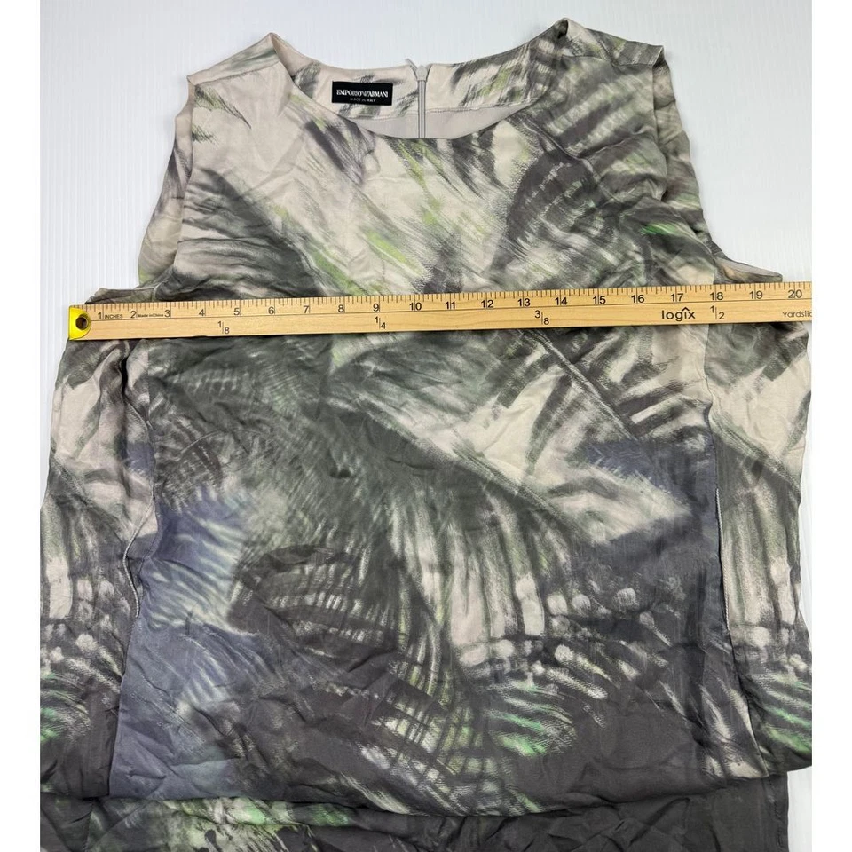 Vestido midi sin mangas con estampado de palmeras gris verde estampado abstracto Emporio Armani Foto 4 de 4