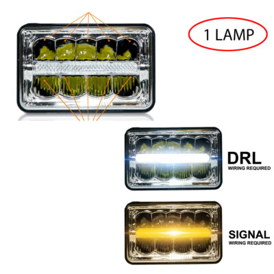 CO LIGHT 4pcs 4x6 Inch LED Headlights Hi//Lo Sealed Beam 80W Amber Halo Rectangular Replacement H4651 H4652 H4656 H4666 H6545 Compatible with Peterbilt Kenworth Freightinger Probe T001-YY-4pcs