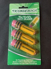 TICONDEROGA Erasers, Pencil Shaped, Latex-Free, Yellow, 1-3pak (38953)