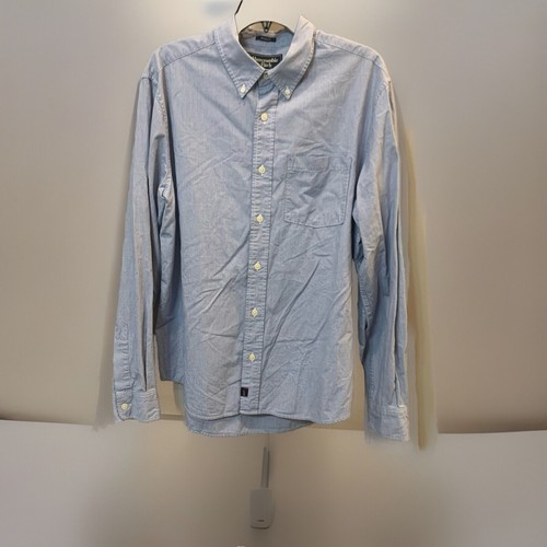 Camisa De Colección Abercrombie & Fitch Hombres Abotonada Mediana Azul Pata de Gallo Músculo Años 90 - Imagen 3 de 7