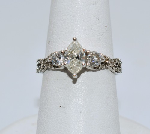 1-1/4 CT TDW Marquise White Diamond Solitaire 14 K White Gold Engagement Ring - Picture 16 of 21