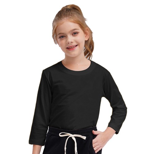 Unisex Kids T-shirt Workout Pullover Boys Sweatshirt Undershirt Round Neck Gym - Picture 17 of 87