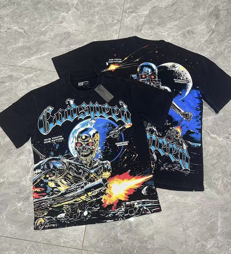 2025 NEW Godspeed Skeleton Space Warrior printing Tee Mens Cotton T-shirt - Picture 1 of 12