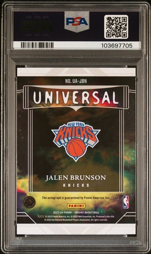 2023 Origins Jalen Brunson Universal On Card Auto Gold /10 PSA 8 None Higher - Picture 2 of 3
