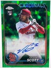 Victor Scott 2024 Topps Update Chrome Sapphire Green Refractor Rookie Auto 01/99