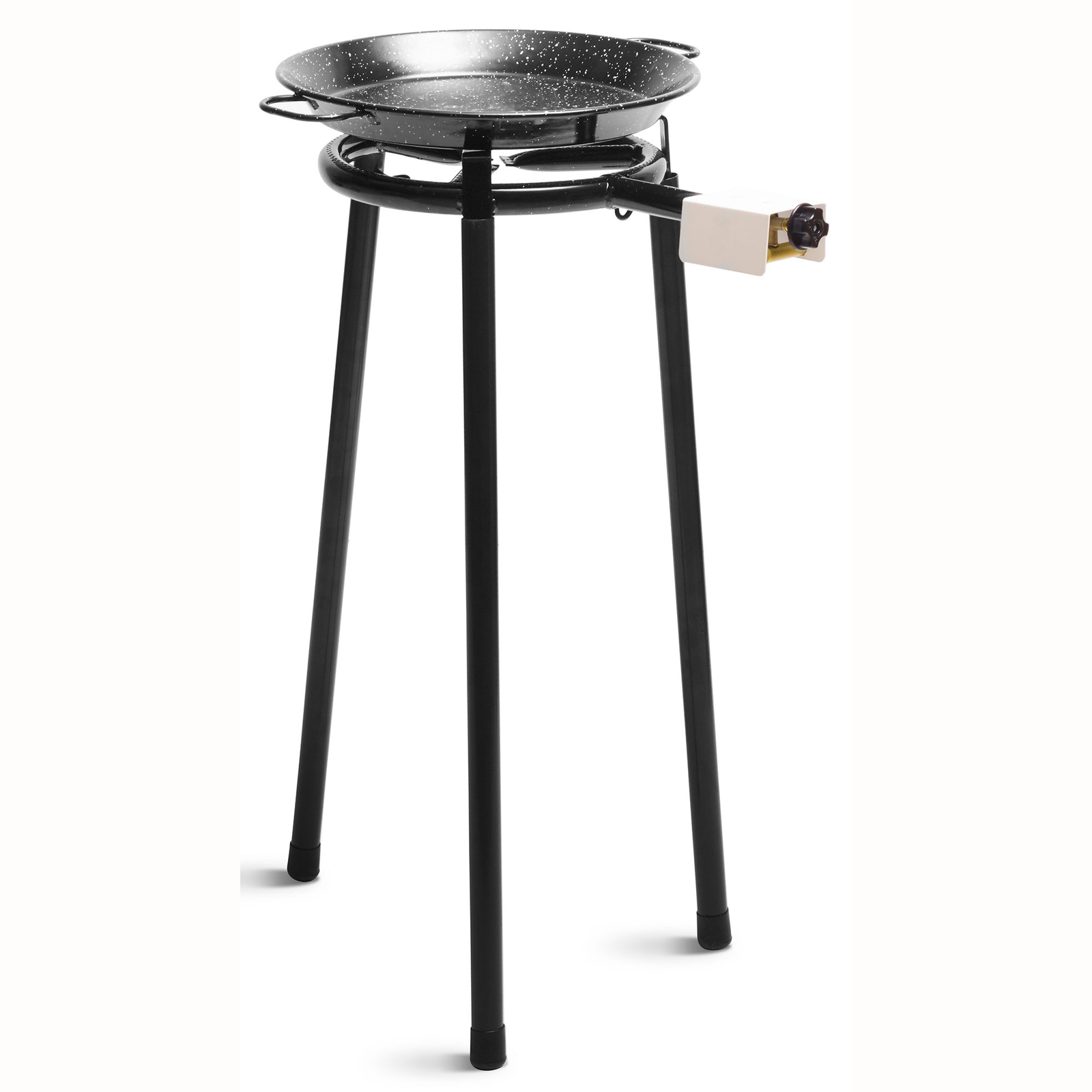 Set Paellero Gas 30cm +Paellera Esmaltada 38cm 8 Raciones +Soporte 3 Patas