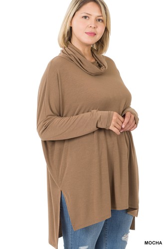 1X 2X 3X Women's V or Cowl Neck Long Sleeve Top Loose Oversized Fit Tunic Shirt - Picture 72 of 76