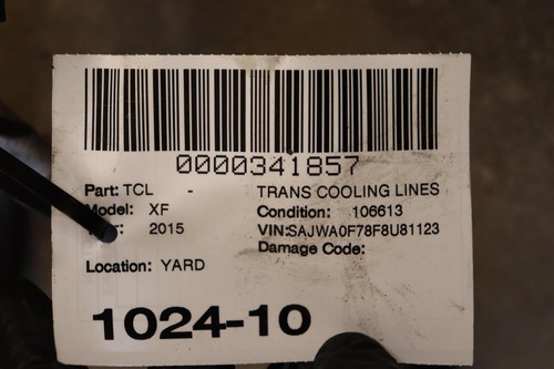 2013-2016 JAGUAR XF RWD AUTOMATIC TRANSMISSION COOLER HOSE LINE PIPE OEM - Picture 5 of 5