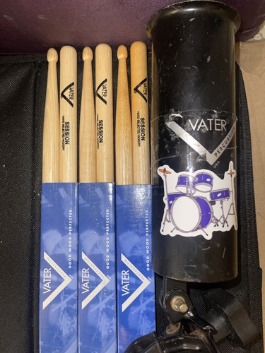 3 NEW Pair VATER SESSION Hand Select Hickory Wood Tip Drum Sticks & Caddy Holder - Picture 3 of 8