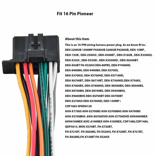 For Pioneer 16-Pin Car Stereo Radio Wiring Harness Power Plug 2010 UP DEH Model - Picture 5 of 7