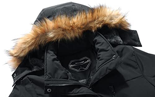 Women's Waterproof Ski Snow Jacket Winter Warm Hooded Snow Coat Medium Black - Picture 8 of 8