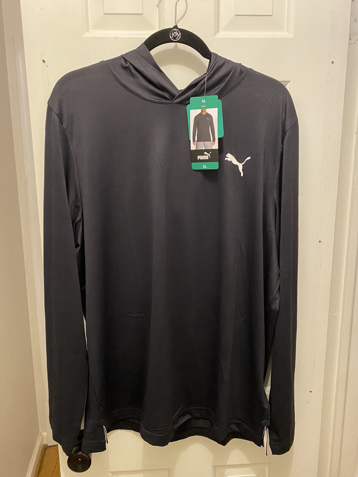 PUMA Hoodie Pullover Mens Sz XL Regular Fit Moisture Wicking Performance Black