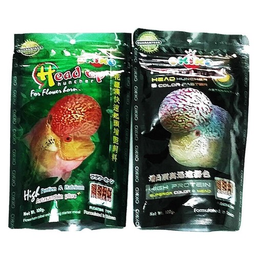 Okiko Cichlid Flowerhorn Fish Food Head Hunch Platinum 2 L Floating Pellets 100g - Picture 1 of 11