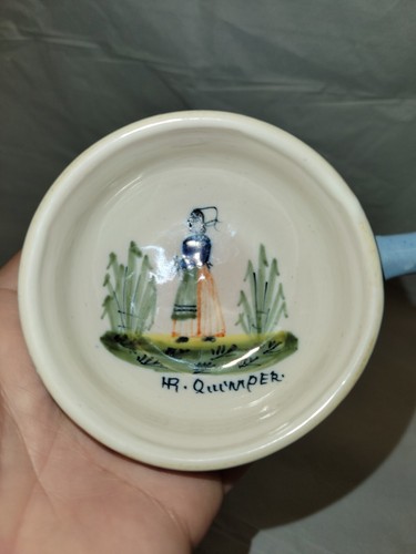 Henriot Quimper lady bowls Handled Sauce Bowl pair france pottery #4202 - Picture 7 of 17