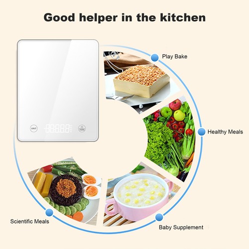 Digital Kitchen Scale, Precision Electronic Food Weighing Scale (White) - Imagen 7 de 10