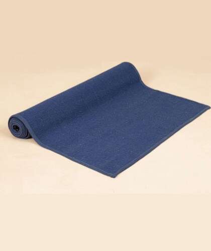 Isha Life Cotton Rug Yoga Mat Back Rubberized For Yoga Exercise Blue