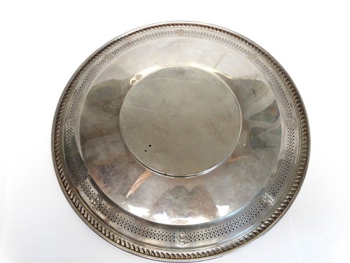 Antique Signed CARTIER Sterling Silver 11" Pierced Large Plate Dish Platter #34 - Picture 5 of 6