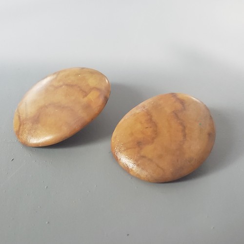 Studded Shield Earrings Brown Retro Mid Century Modernist Boho 1.5" - Picture 6 of 9