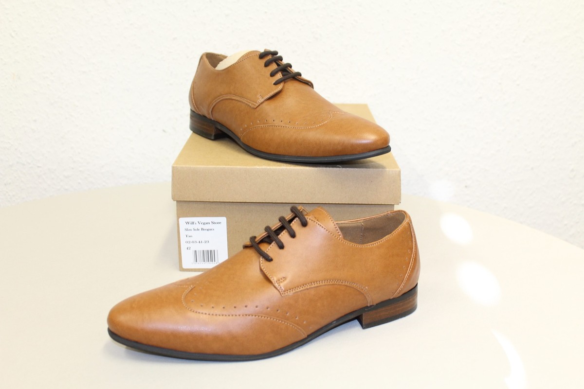 Will´s Vegan Store Slim Sole Brogues Herren Braun Größe 42