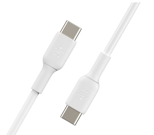 tekkin cable recharge USB-C vers USB-C 1 metres charge rapide 3A USB rond blanc - Photo 4 sur 6